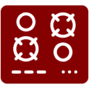 Cooking appliance symbol on red background