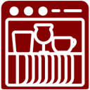 Red dishwasher symbol with plates